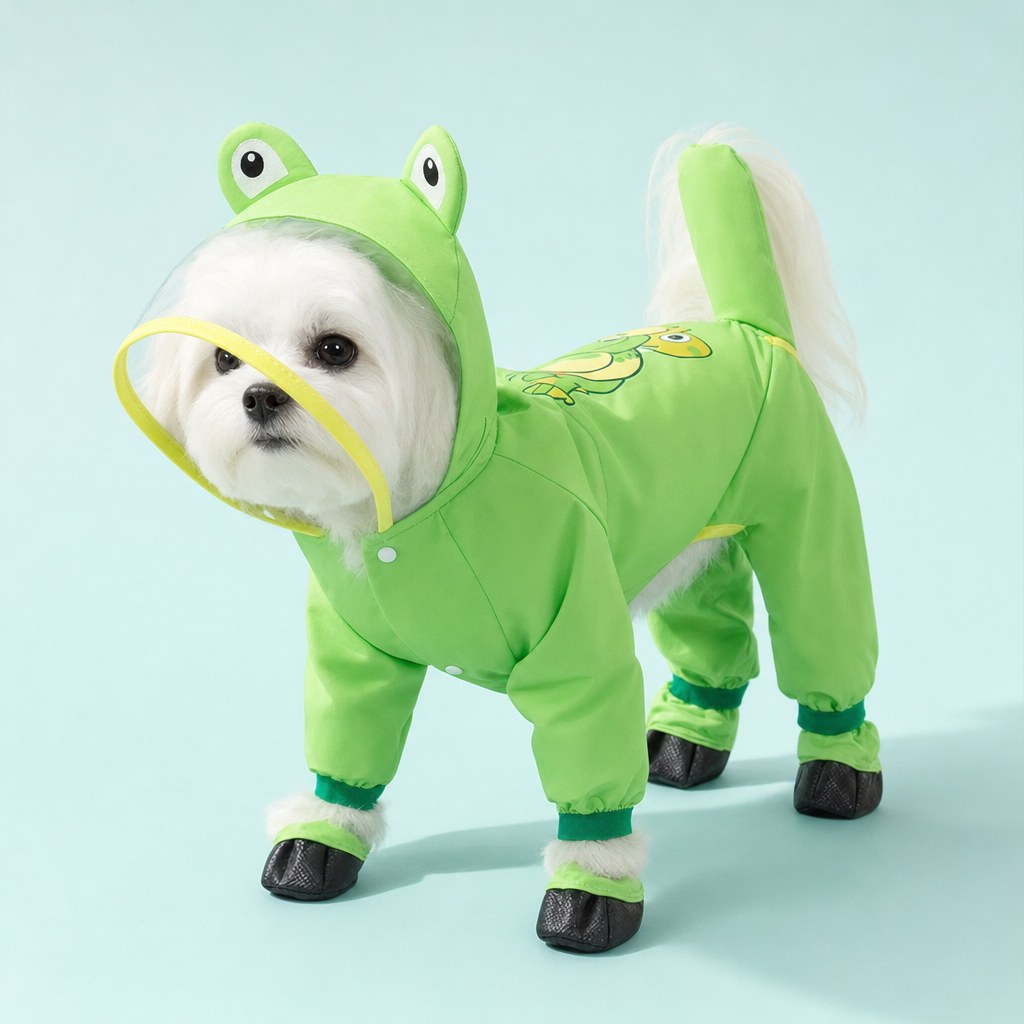 Maltese wearing the Frog Raincoat