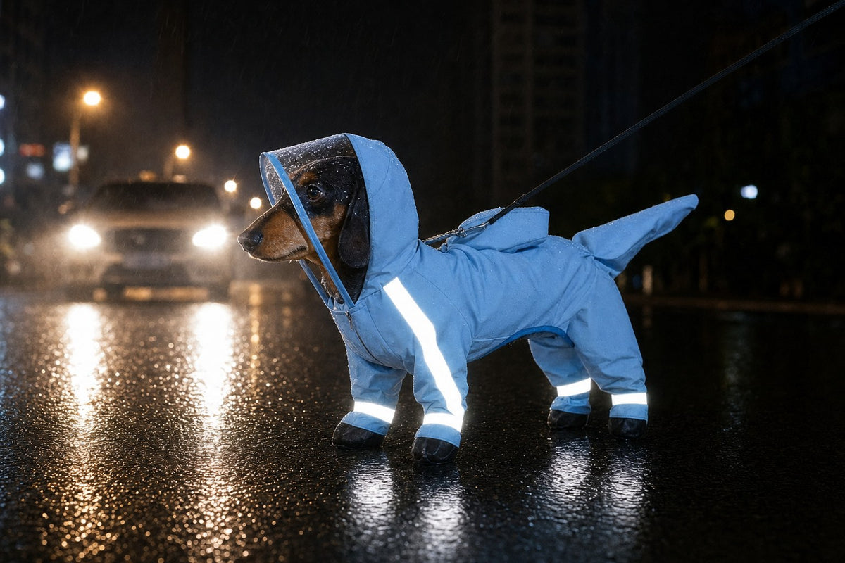 Reflective strips glowing at night